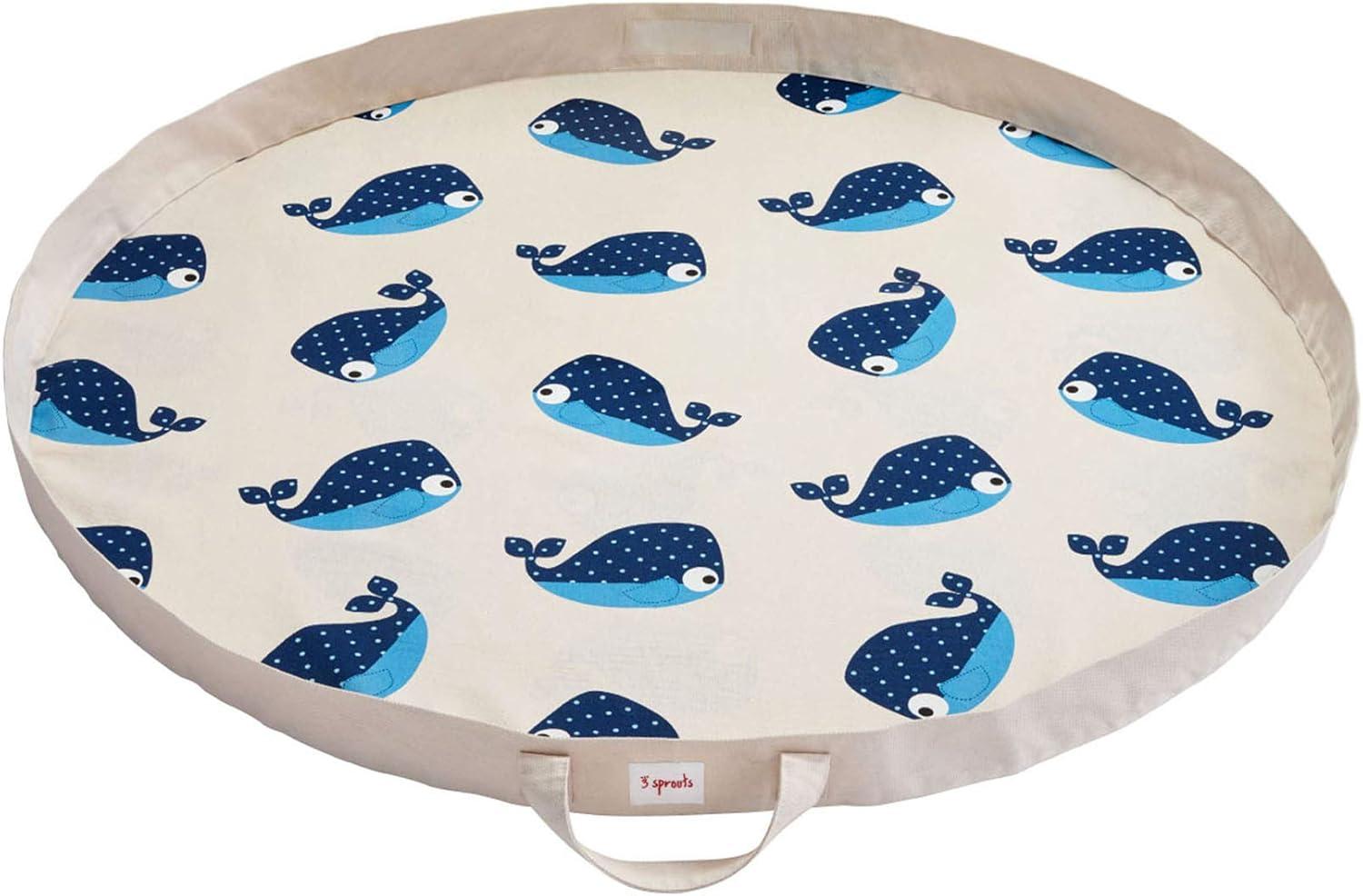 Blue Whale Cotton Convertible Toy Storage Bag and Play Mat