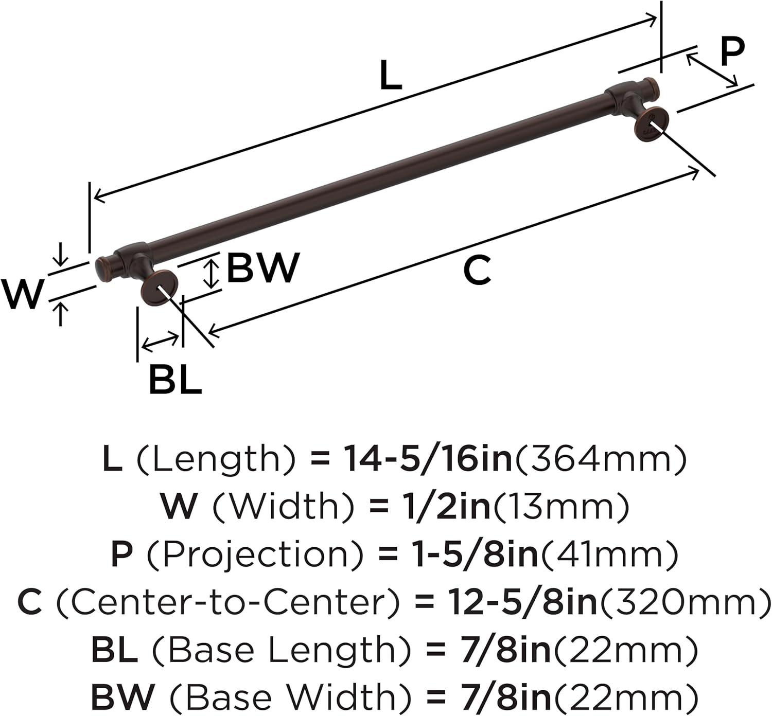 Oil-Rubbed Bronze 12-5/8" Bar Cabinet Pull with Mounting Hardware