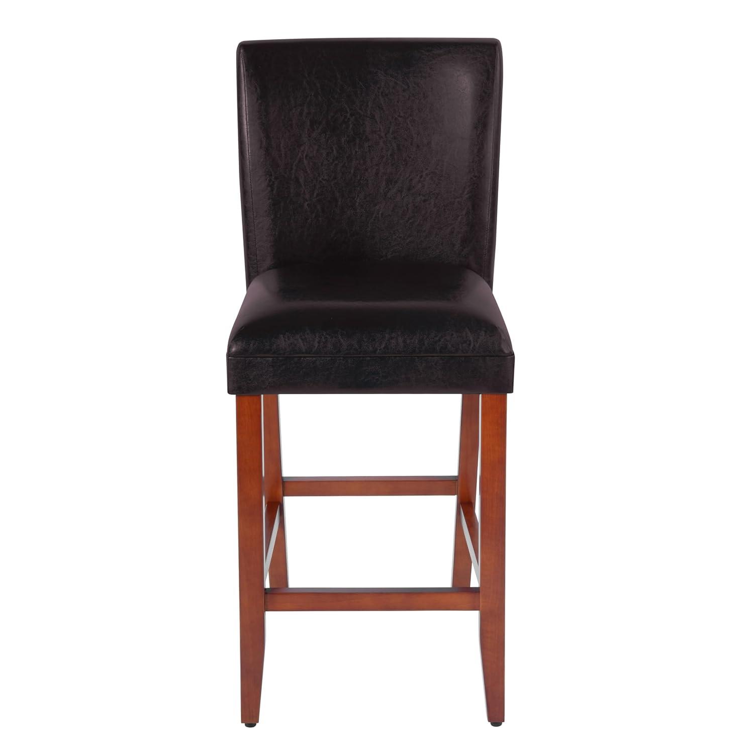 HomePop 29" Faux Leather Barstool, Multiple Colors