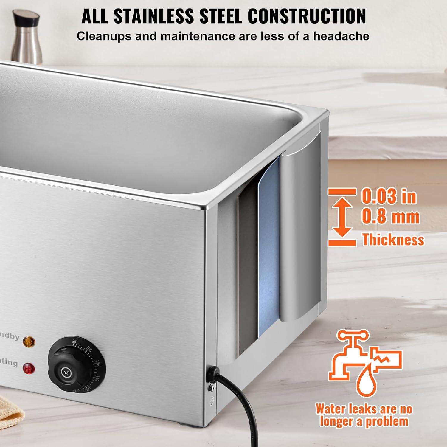 Latitude Run® Commercial Electric Food Warmer Countertop Buffet 19Qt 1200W Bain Marie
