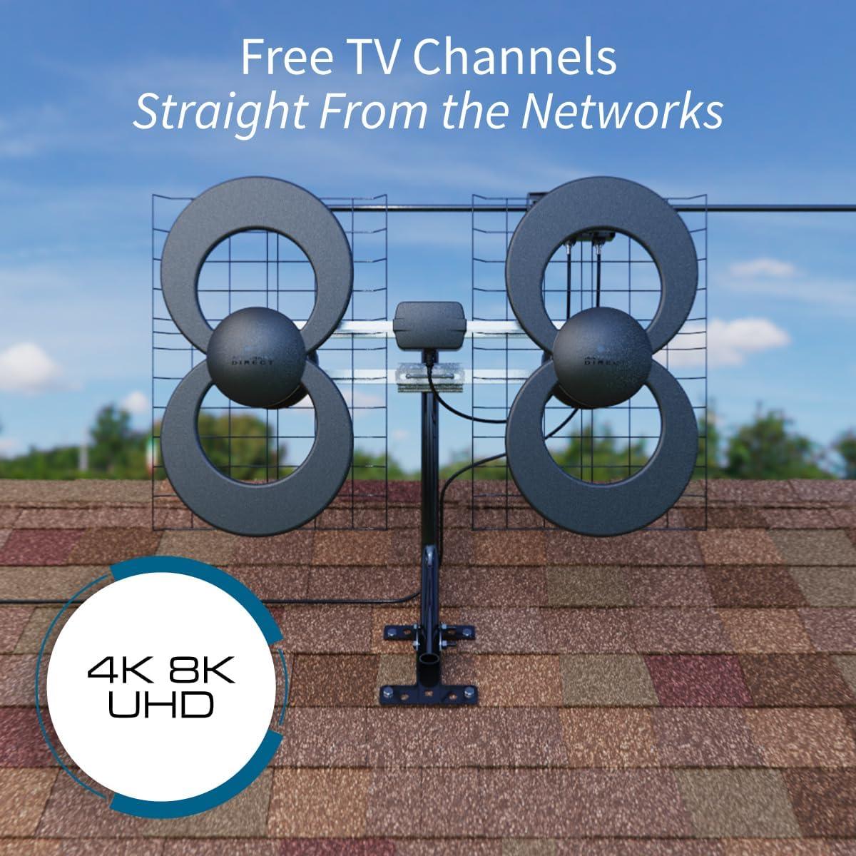 Antennas Direct® ClearStream 4 UHF Indoor Outdoor TV Antenna, Multi-Directional, 70+ Mile Range, 4K 8K UHD, NEXTGEN TV in Black