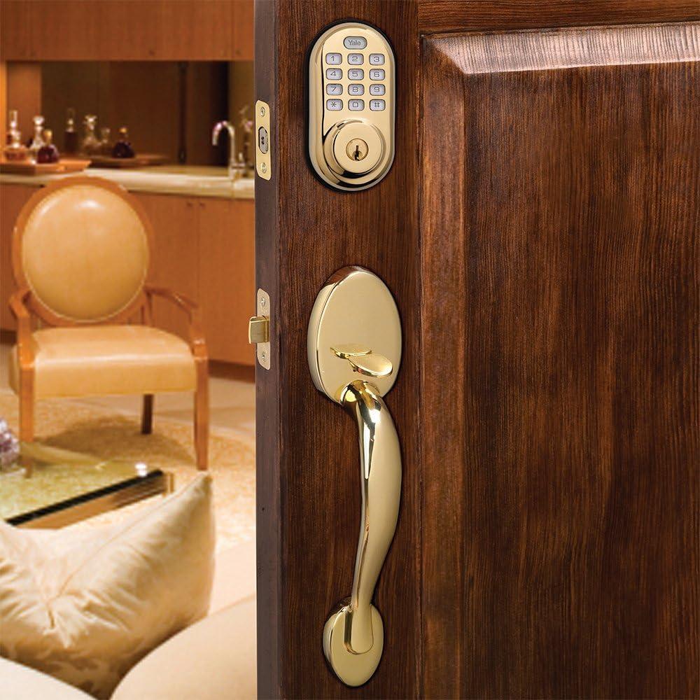 Bright Brass Electronic Deadbolt with Keypad and Touchscreen