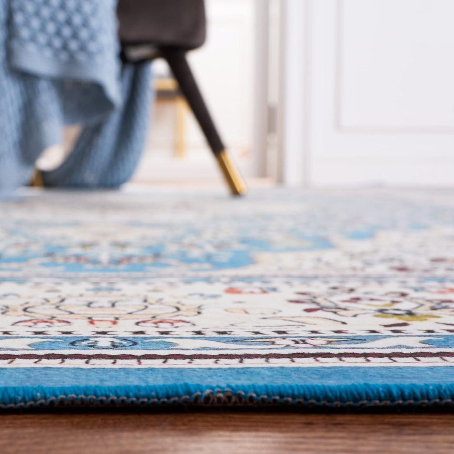Tucson TSN136 Power Loomed Machine Washable Area Rug - Turquoise/Beige - 3'x5' - Safavieh.