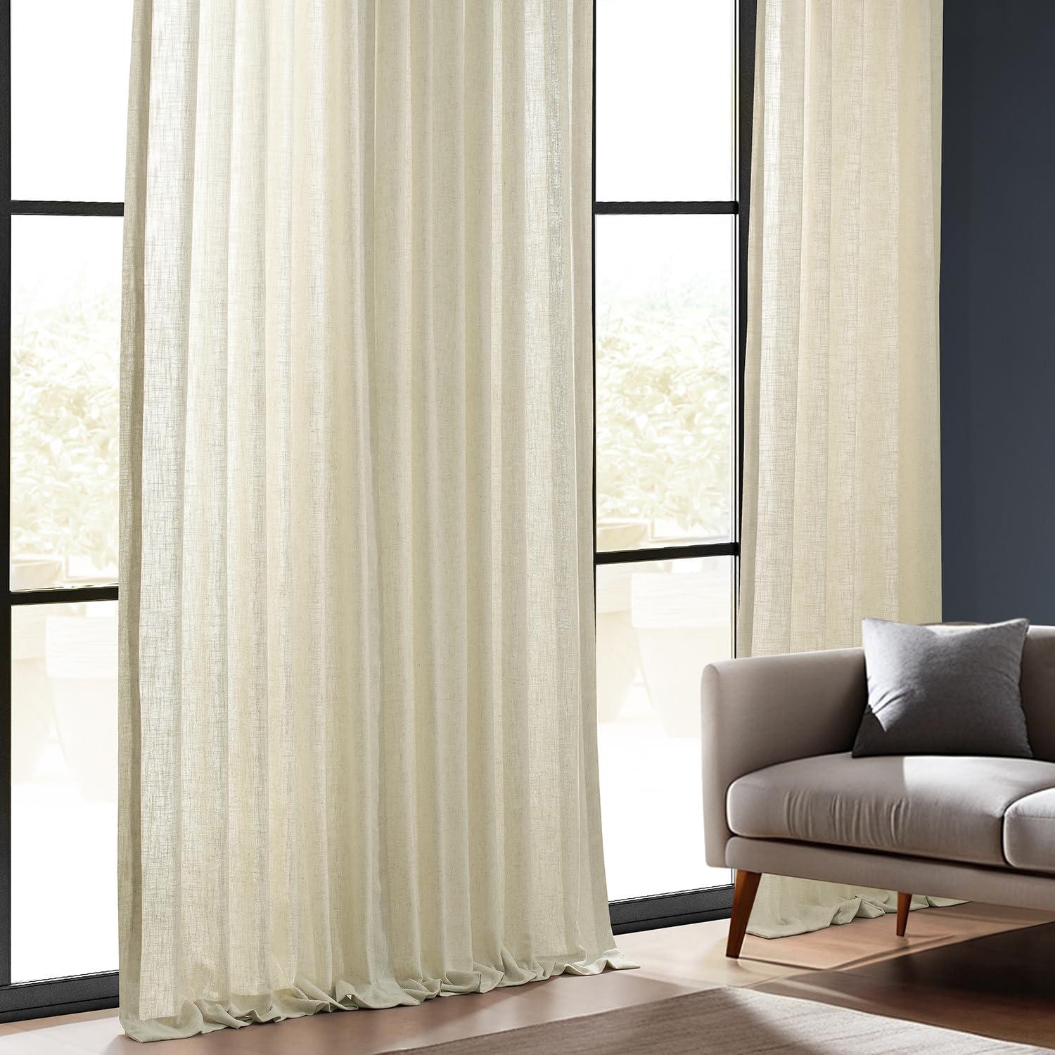 Barley Heavy Faux Linen Curtain (1 Panel), Barley, 50W X 84L