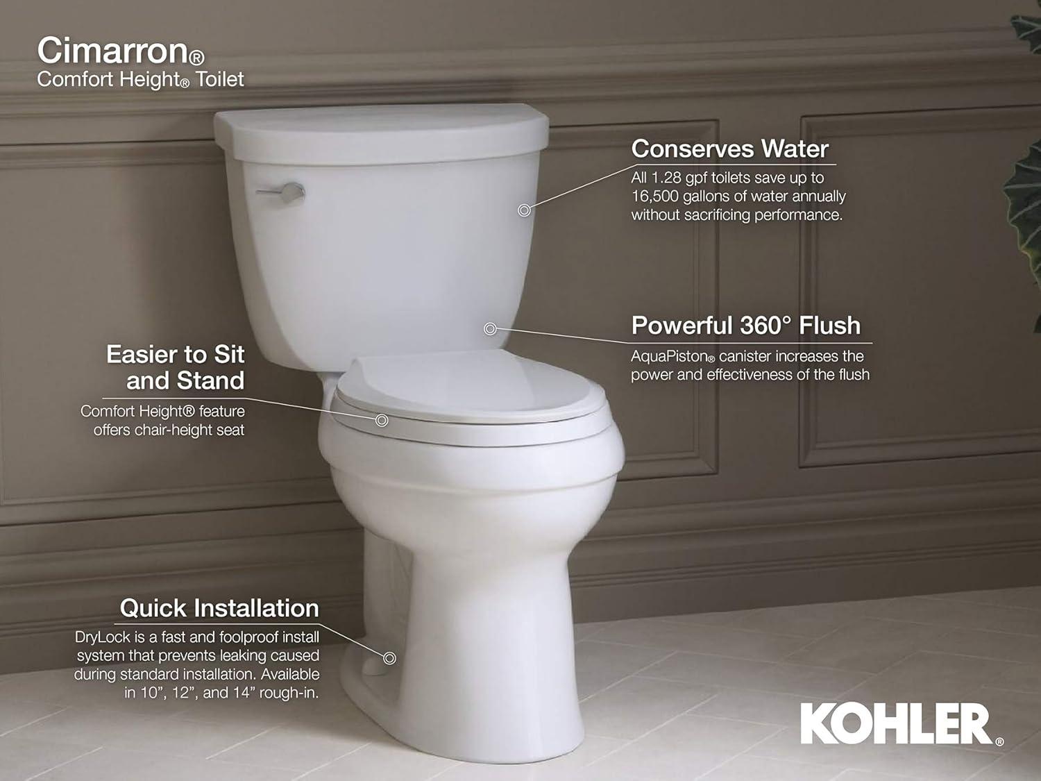 Cimarron® 1.28 GPF Water Efficient Elongated One-Piece toilet (Seat Included)