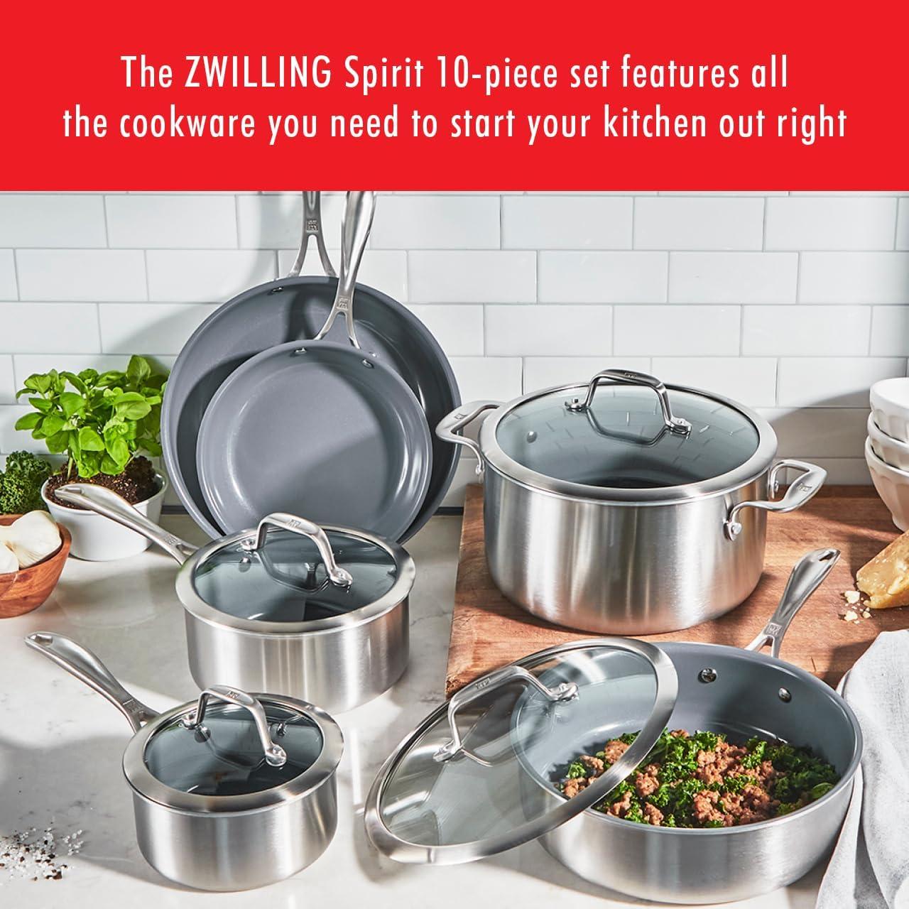 Zwilling Spirit 3-ply 10-piece Stainless Steel Ceramic Nonstick Cookware Set