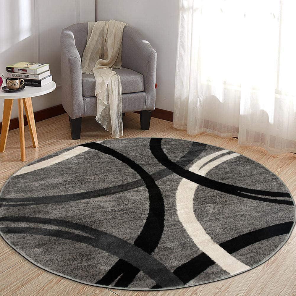 World Rug Gallery Contemporary Abstract Circles Design Area Rug - GRAY 8' Round