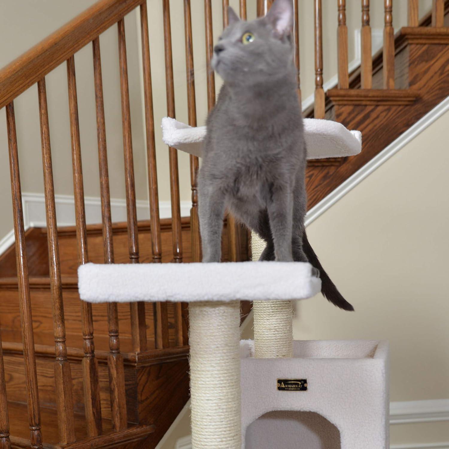 Armarkat 68-in Cat Tree & Condo Scratching Post Tower, Ivory