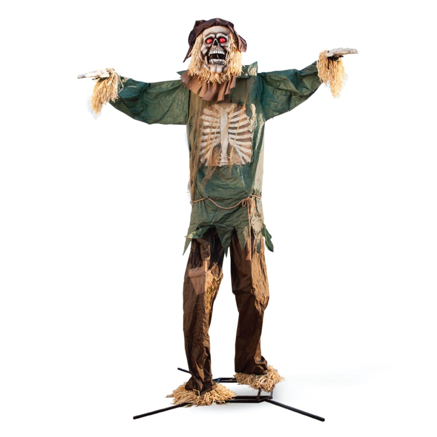 Haunted Hill Farm Haunted Hill Farm 15-ft. Animatronic Scarecrow for covered outdoor Halloween decoration