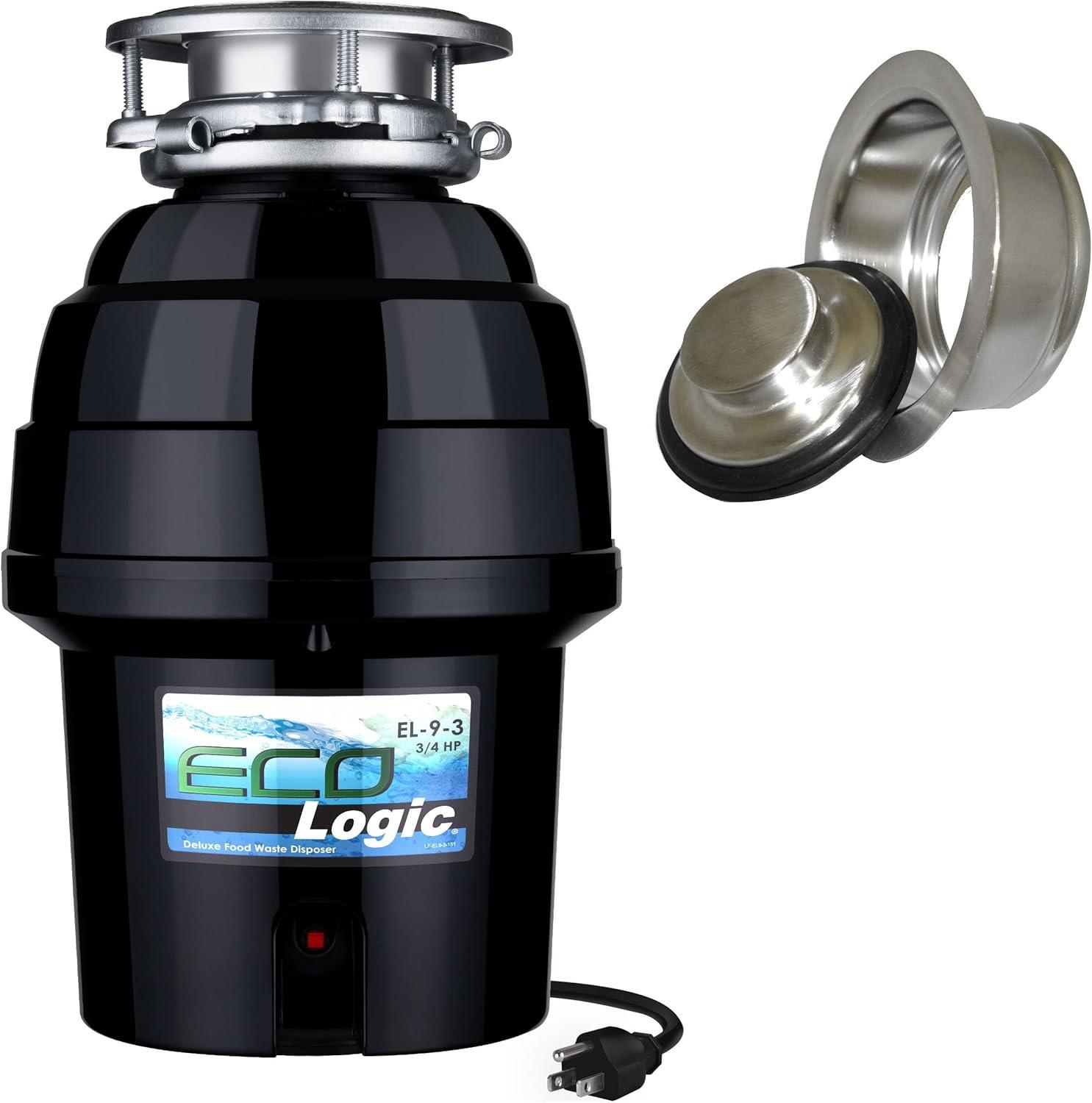 Eco Logic 3/4 HP Garbage Disposal with Brushed Nickel Sink Flange 10-US-EL-9-DS-3B-BN