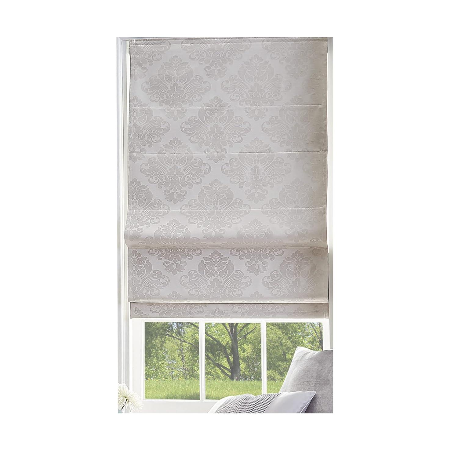 CHF Industries Damask Room Darkening Roman Shade 30 - 39 Inches Linen 34"W X 64"L