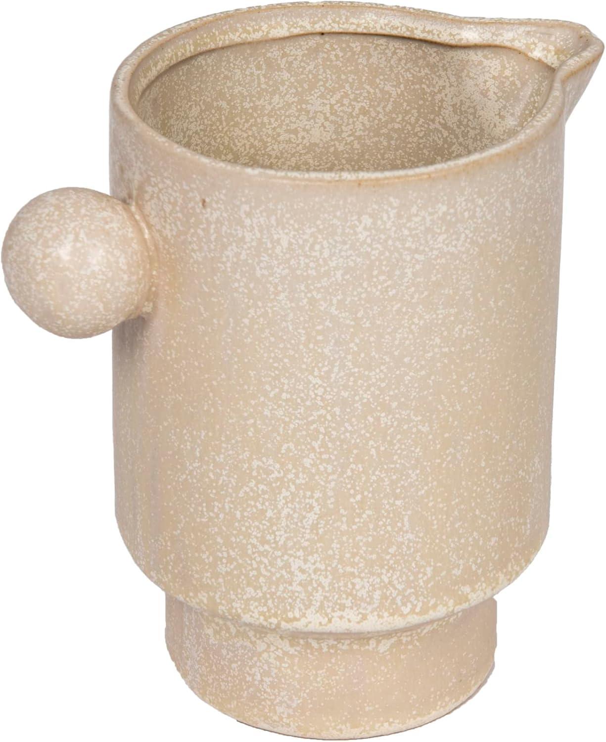 Creative Co-Op Modern Small Stoneware Pitcher or Vase, Beige