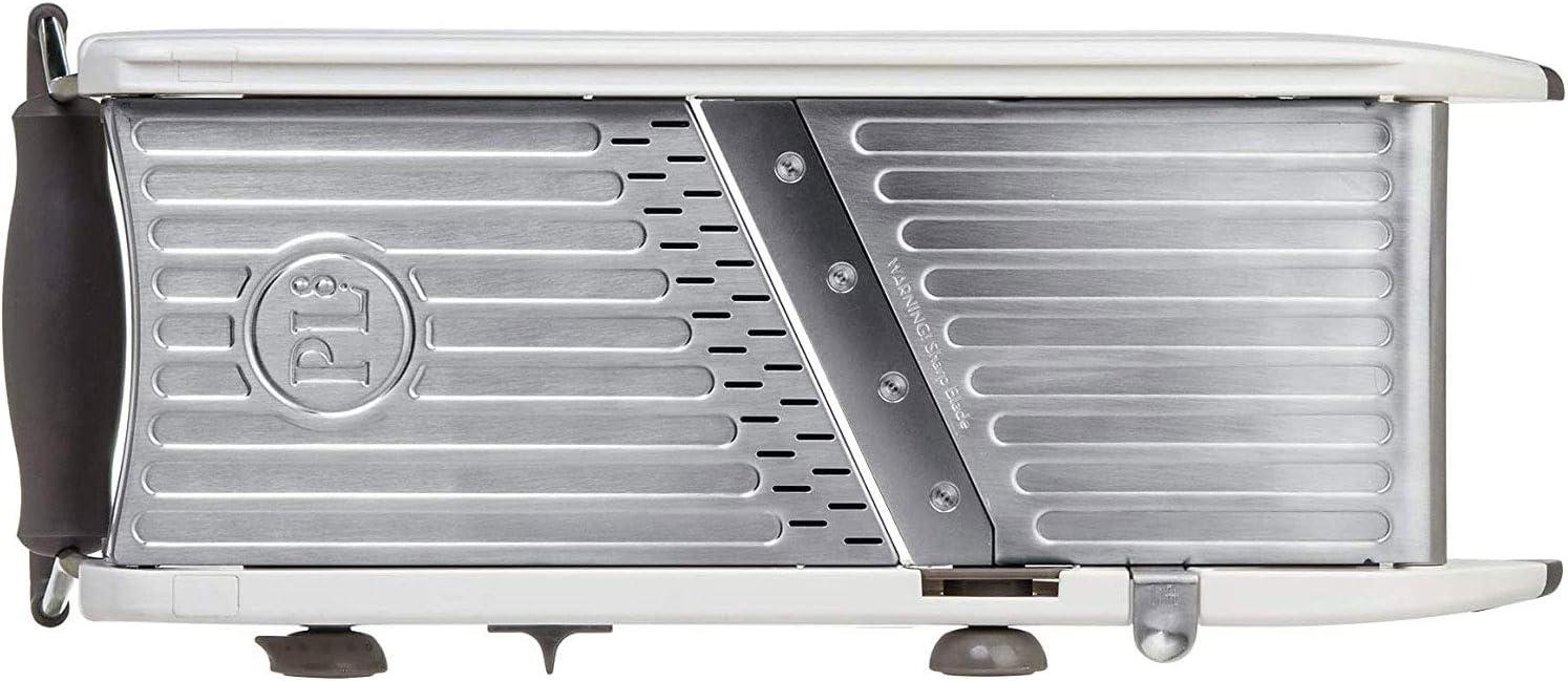 PL8 Professional Mandoline White: Dishwasher-Safe Kitchen Slicer, Stainless Steel Blade, 13.88" Width