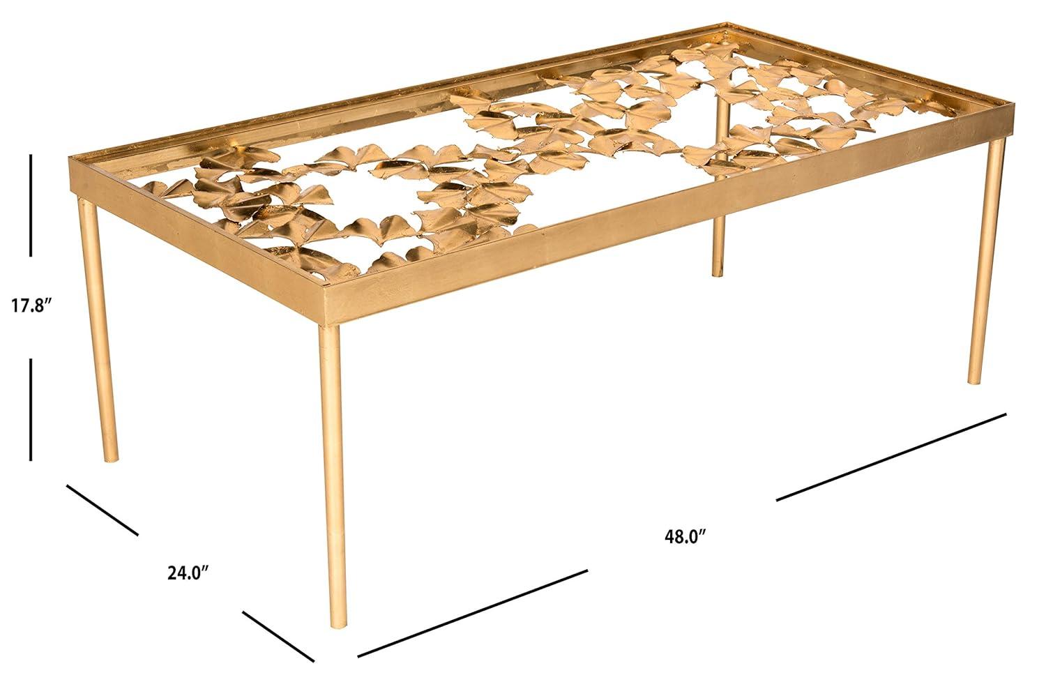 Otto Ginkgo Leaf Coffee Table - Gold/Glass - Safavieh