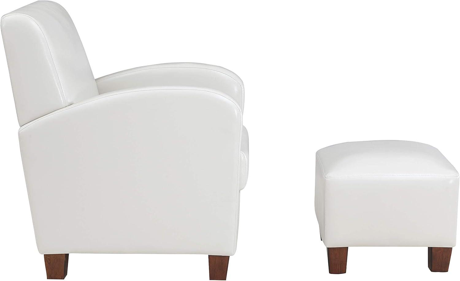 Cream Faux Leather Accent Chair with Matching Ottoman