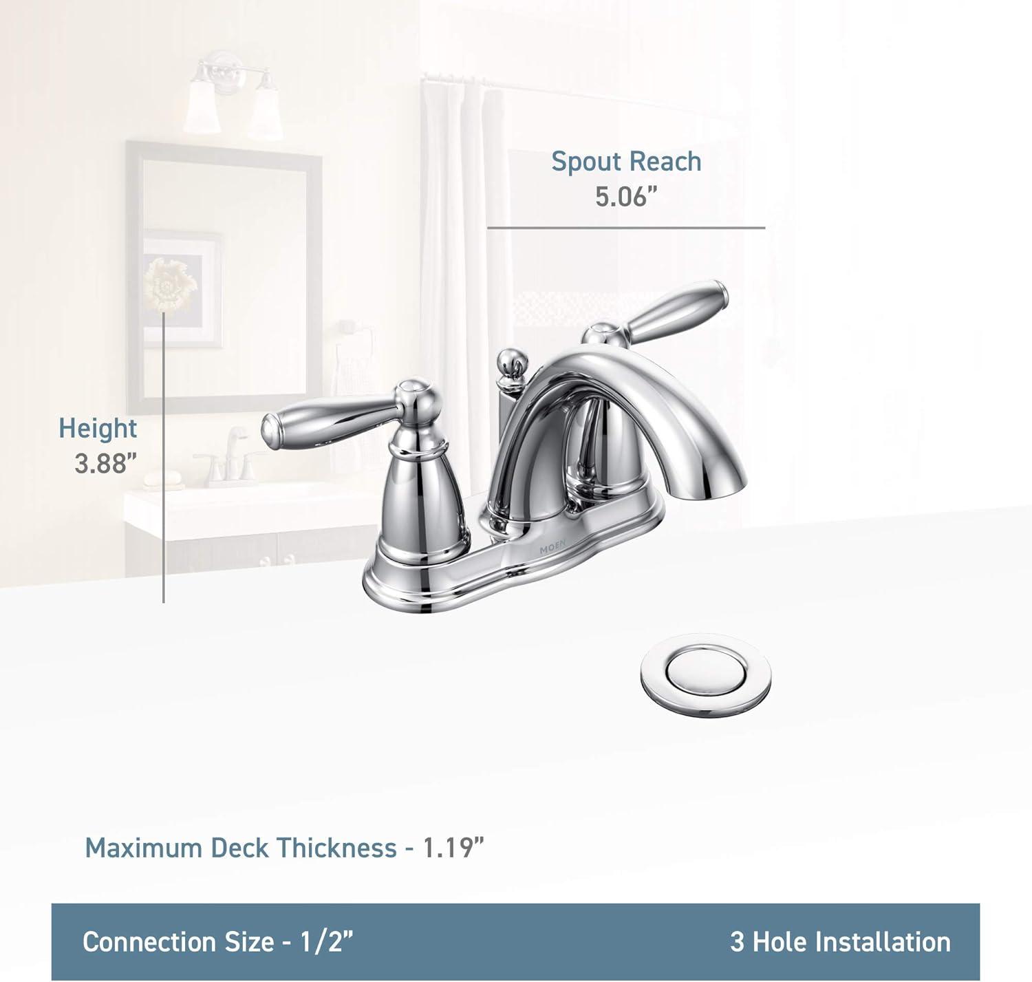 Chrome Two-Handle Centerset Bathroom Faucet with Drain Assembly