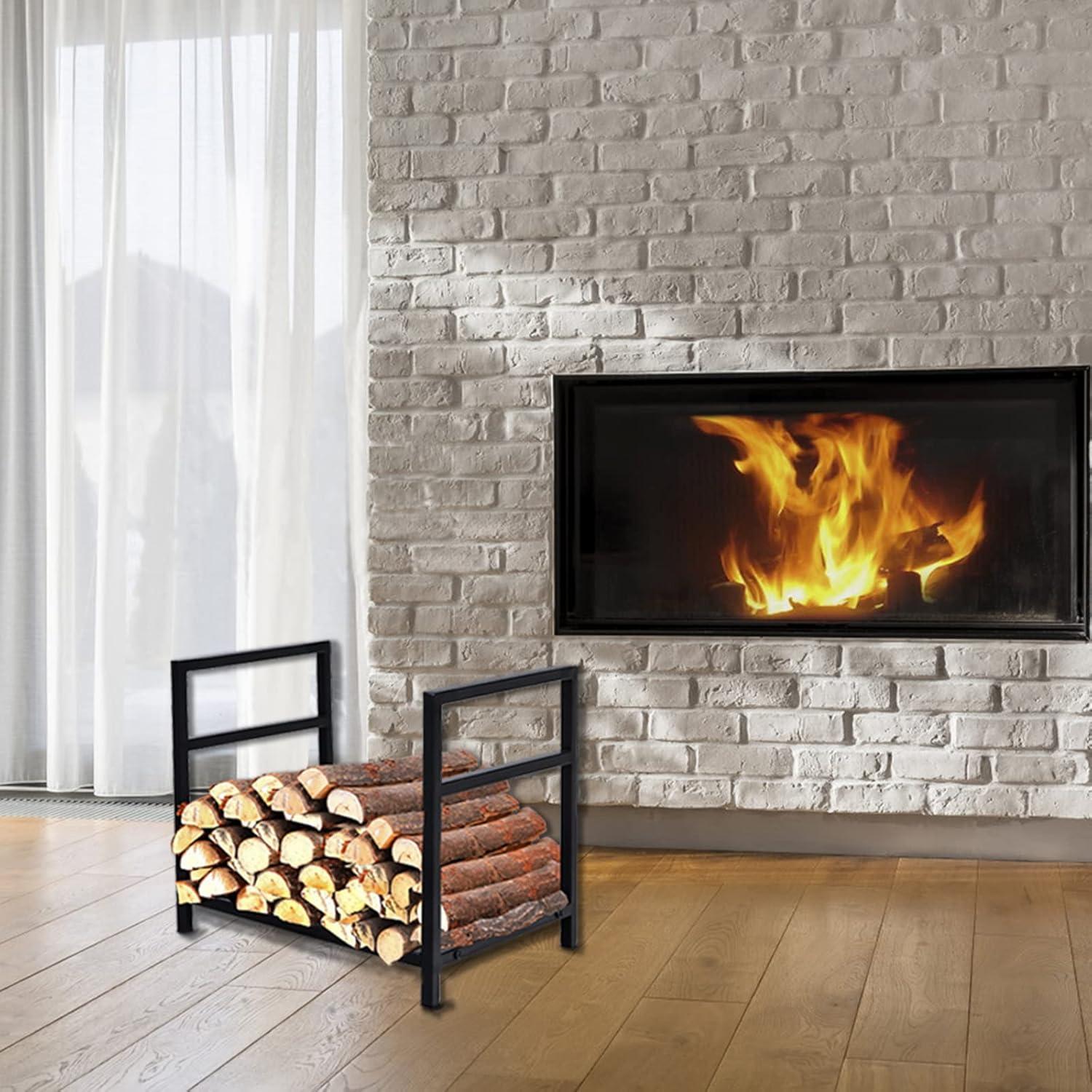 Charlton Home® Raphaille 15'' W Metal Log Rack