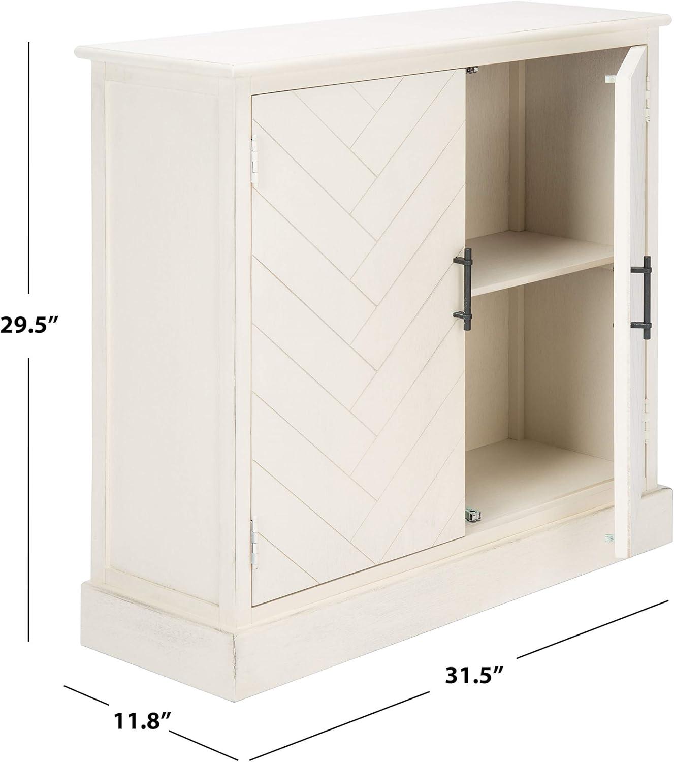 SAFAVIEH Peyton 2 Door Contemporary White Storage Wood Rectangle Cabinet (31.5 in. W x 13.4 in. D x 26 in. H)