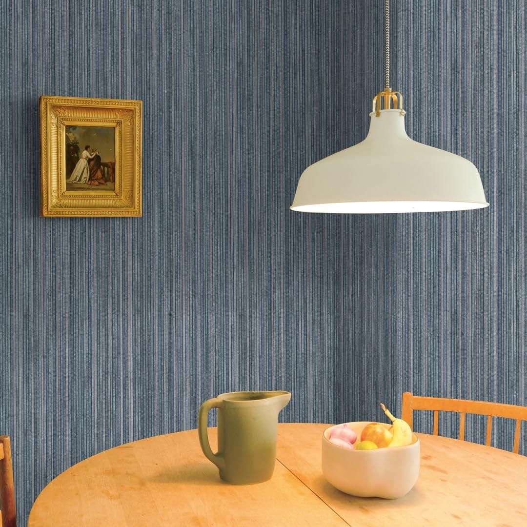 Tempaper & Co. 28 sq ft Faux Grasscloth Removable Peel and Stick Wallpaper Textured Chambray : Vinyl, Self-Adhesive, Blue