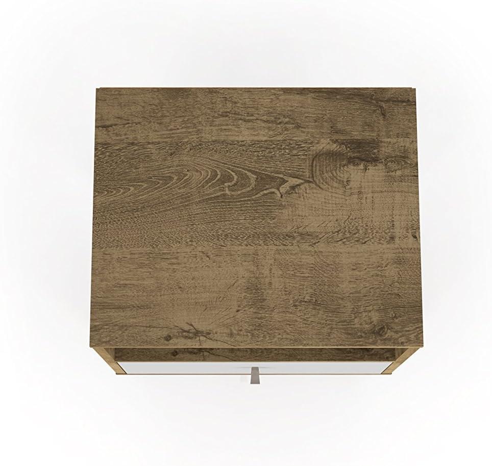 Liberty 1.0 Mid Century Modern Nightstand Rustic Brown/White - Manhattan Comfort