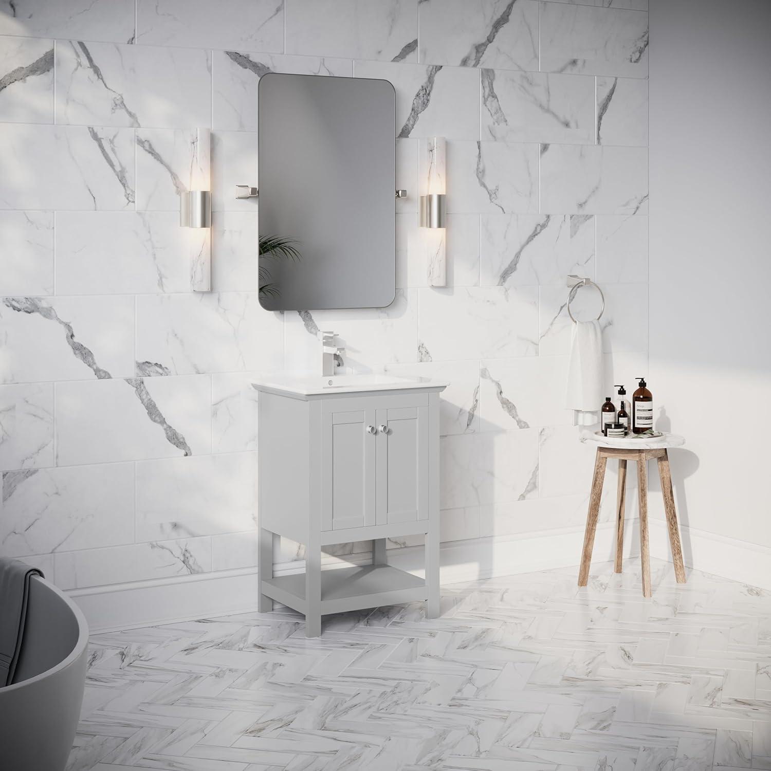 Manchester 24" Freestanding Single Sink Bathroom Vanity with Integrated Sink (Faucet Not Included)