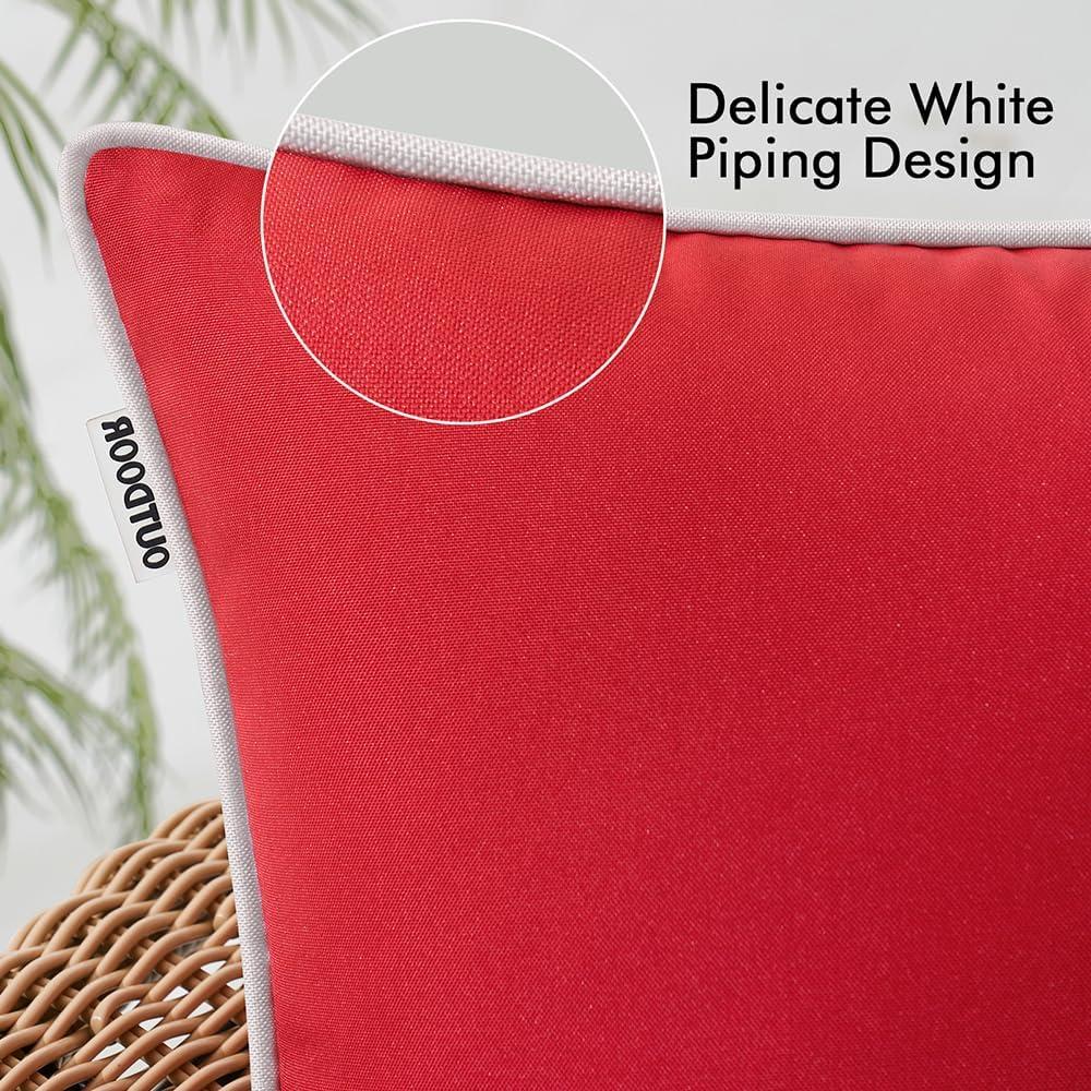 MIULEE Pack of 2 Decorative Outdoor Waterproof Pillow Covers Square Garden Cushion Sham Throw Pillowcase Shell for Spring Patio Tent Couch 18x18 Inch Red