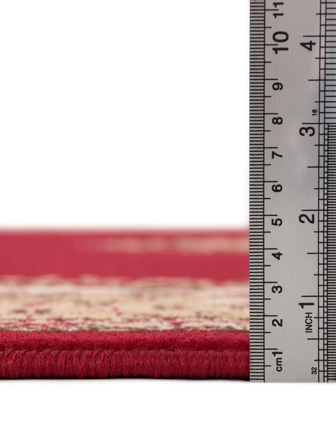 Elegant Medallion 9' x 12' Synthetic Area Rug in Red, Black, and Cream