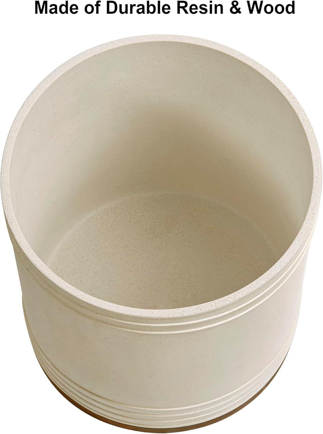 Marson Wastebasket Natural - Allure Home Creations: Resin & Wood, 9.7" High, 169oz Capacity