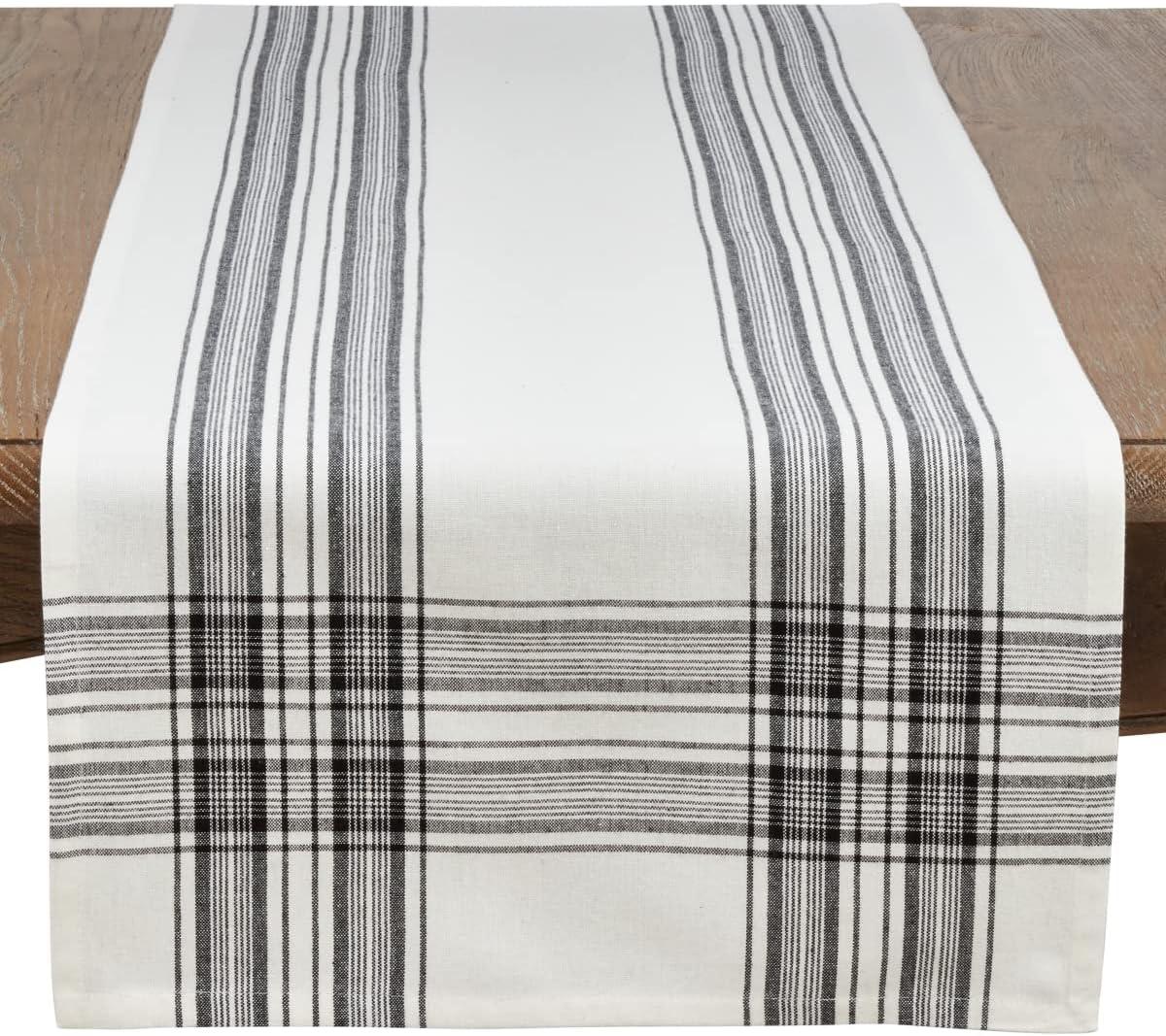 Saro Lifestyle Cotton Table Runner With Plaid Design