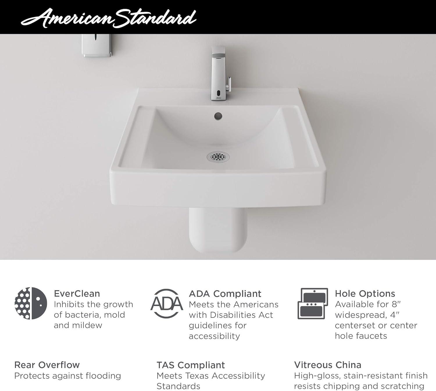 American Standard Decorum 20.25'' White Vitreous China Rectangular Bathroom Sink with Overflow