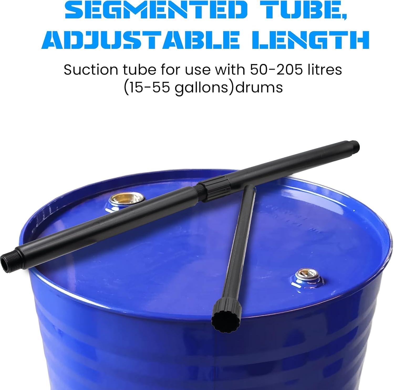 Lever-operated Drum Pumps.55 Gallon Plastic Hand Lever Drum Pump is 1 Pint Per Stroke.Lever Action Drum Pump for High Viscosity Oils, Agricultural Chemicals with 2 Meters of 3/4” Corrugated Hose