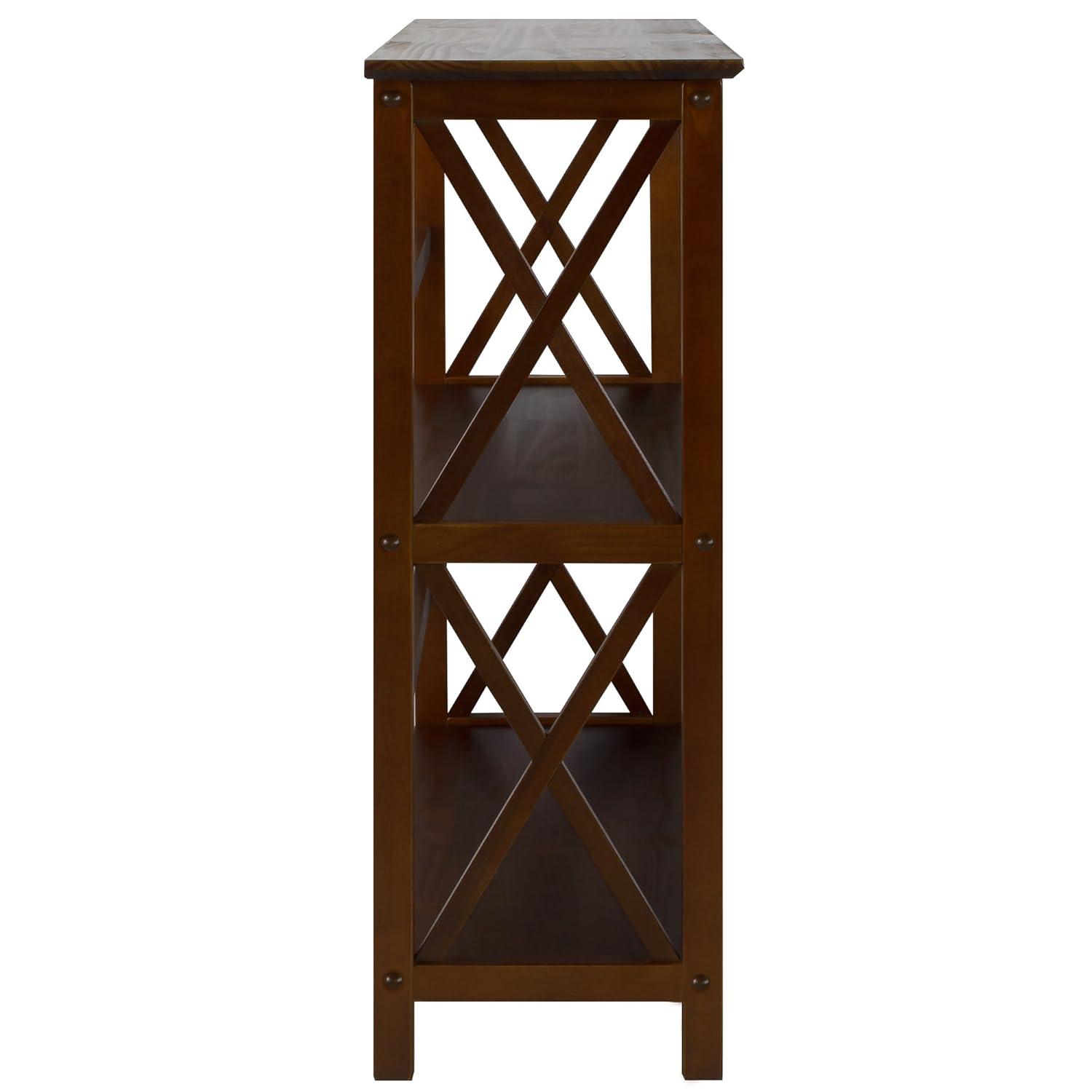 Casual Home 324-34 Soild Wood Montego X Design Style 3 Shelf Bookcase, Walnut