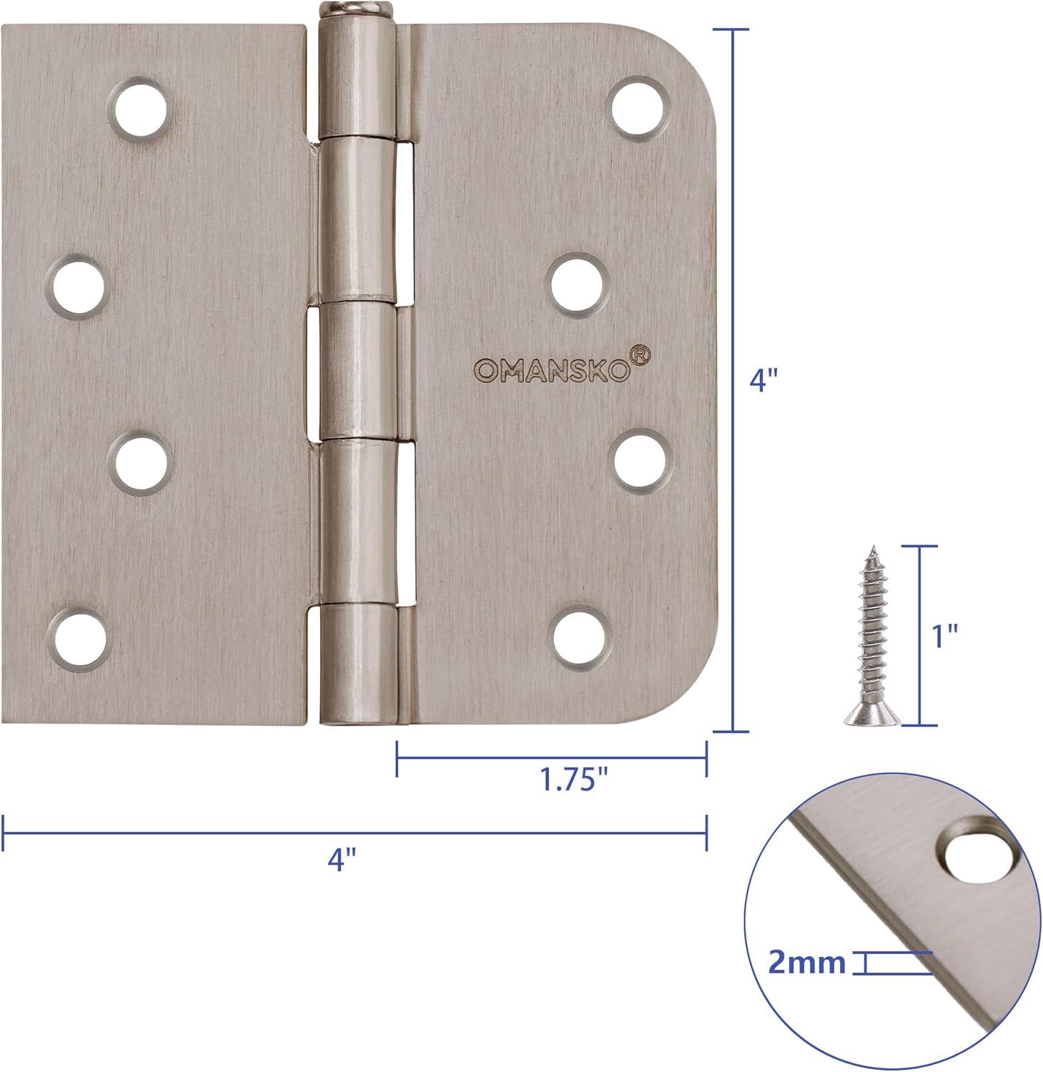 18-Pack Satin Nickel 4" x 4" Rounded Door Hinges