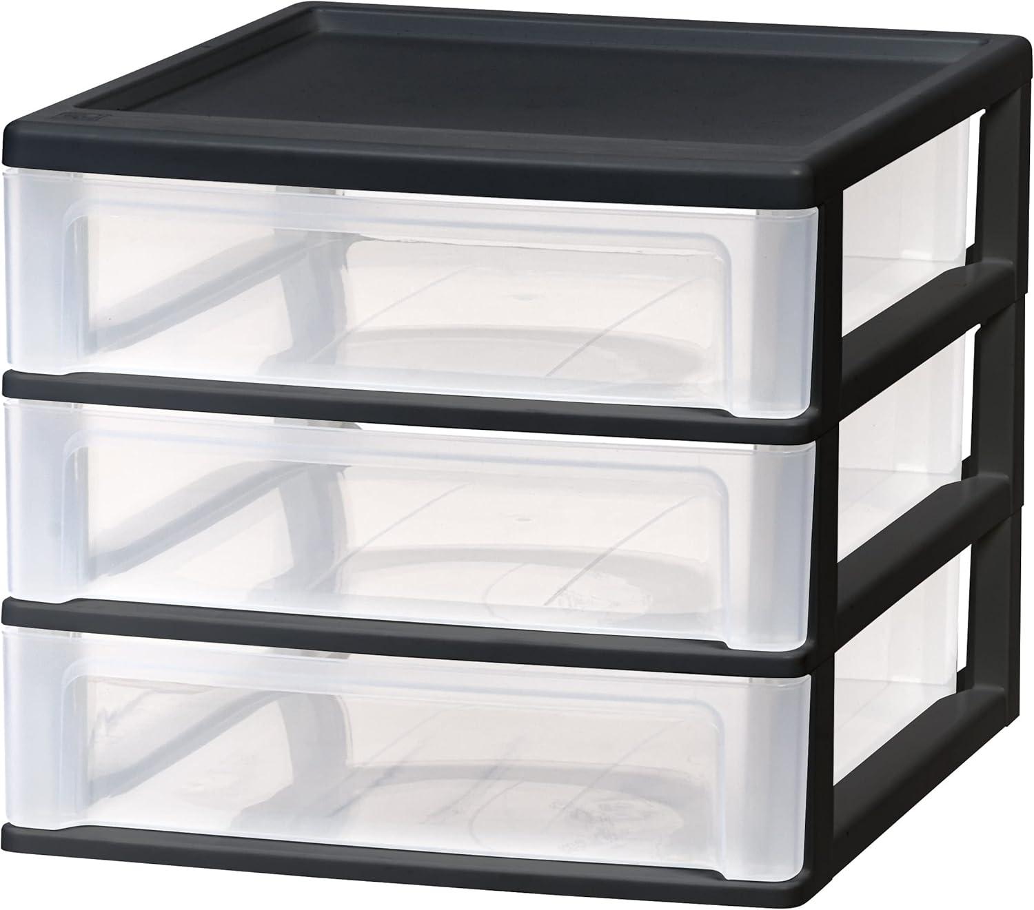 Medium Black Plastic 3-Drawer Stacking Desktop Organizer