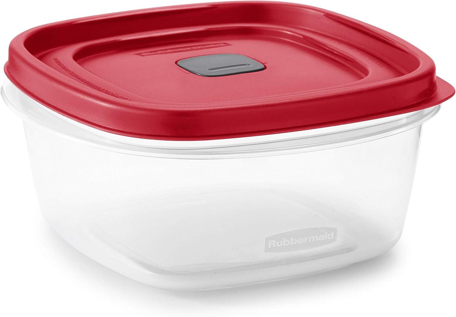 Clear 5-Cup Plastic Food Storage Container with Red Lid