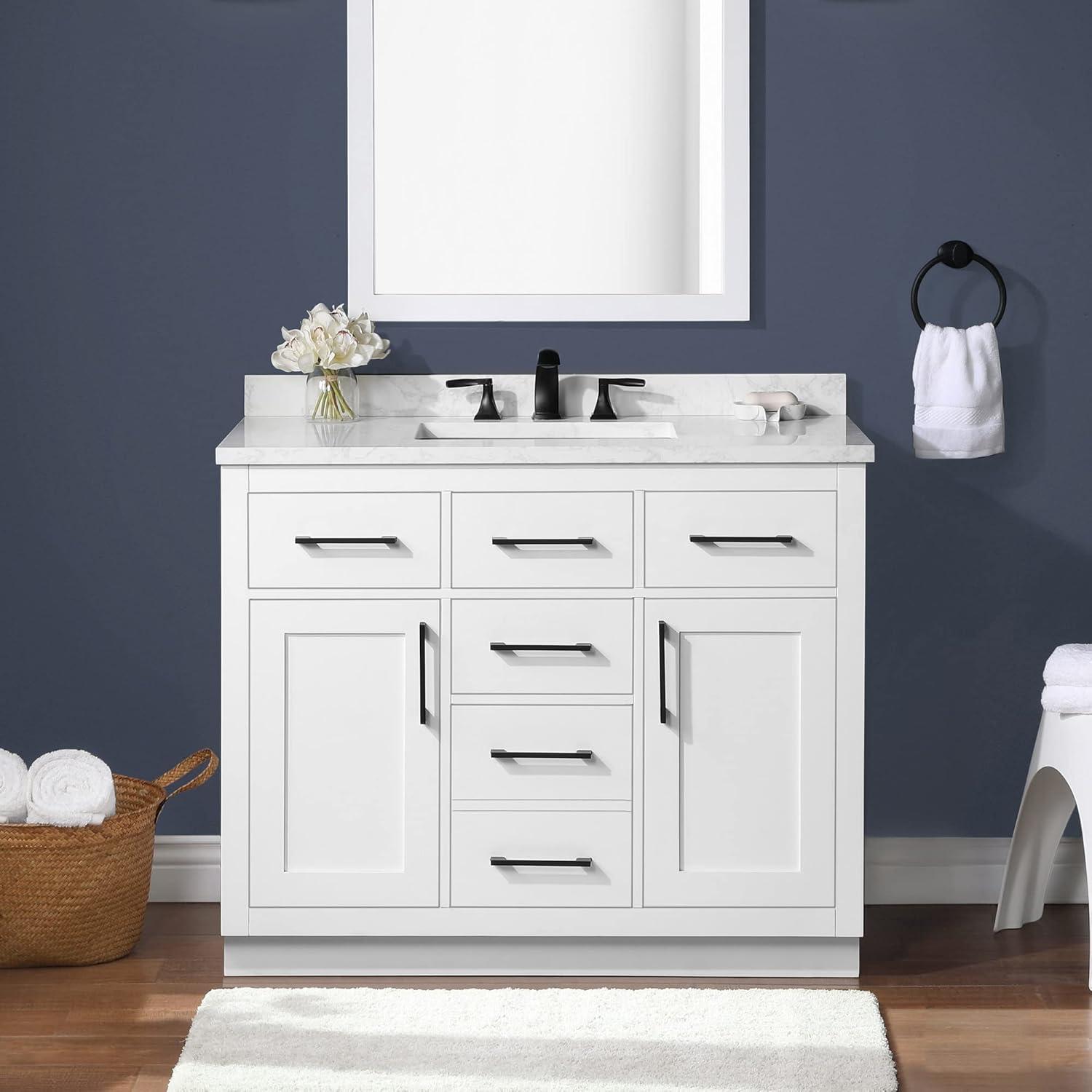OVE Decors Athea 42 in. W Bath Vanity with Premium Countertop and Power Bar