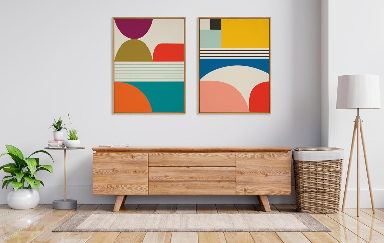 Colorful Abstract Mid-Century Modern Canvas Wall Art Set