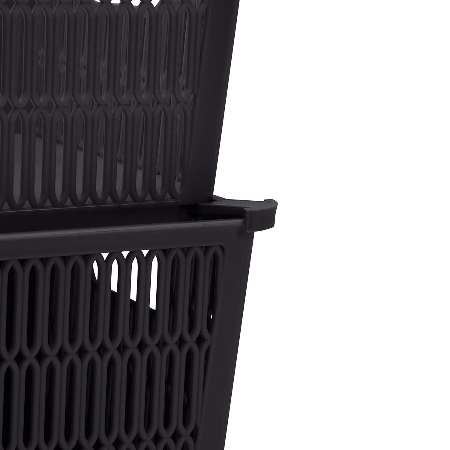 Simplify Slide 2 Stack It 2 Pack Plastic Storage Tote Baskets in Black