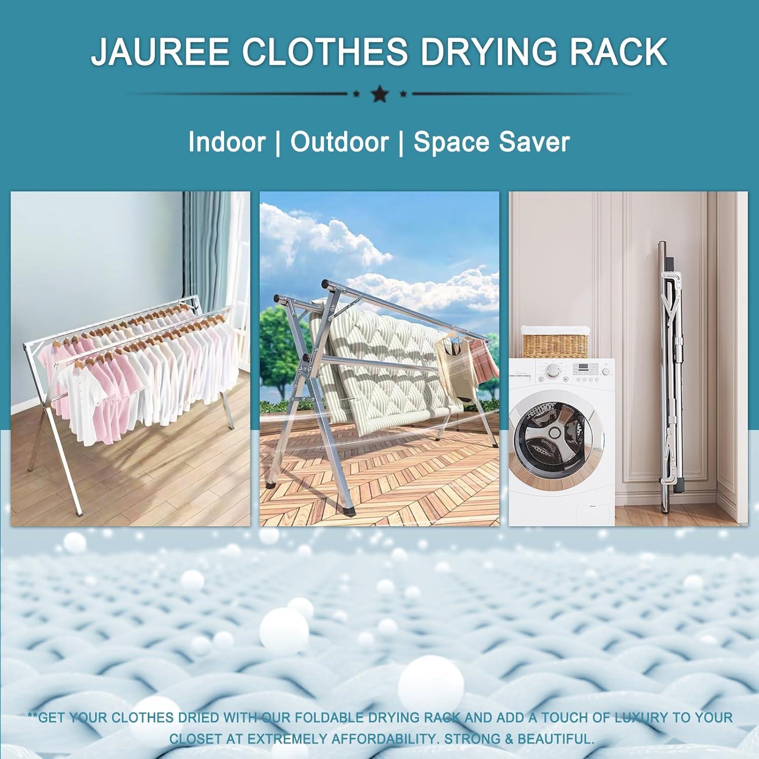 JAUREE 79-Inch Stainless Steel Foldable Clothes Drying Rack