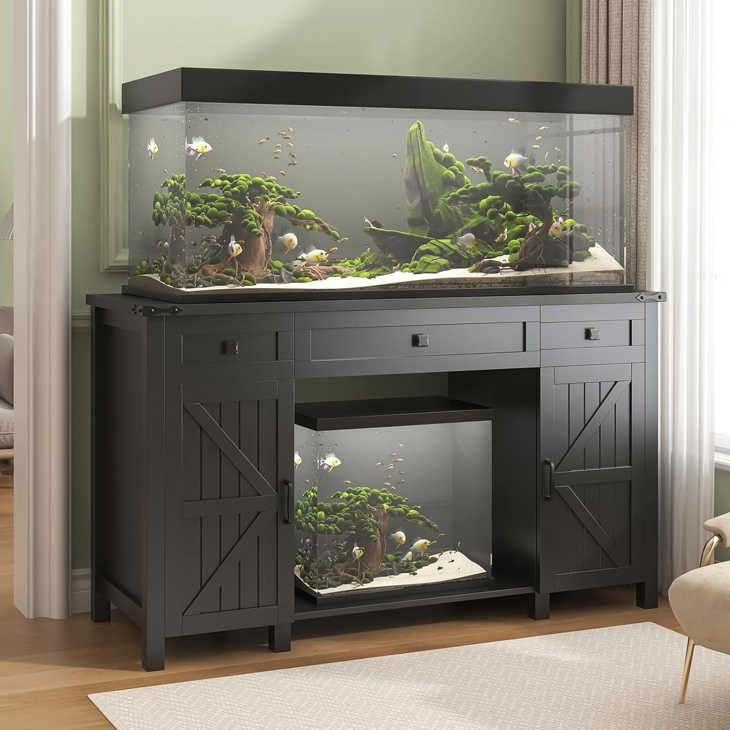Gracie Oaks Heavy Duty 55-75 Gallon Aquarium Stand With Power Outlets