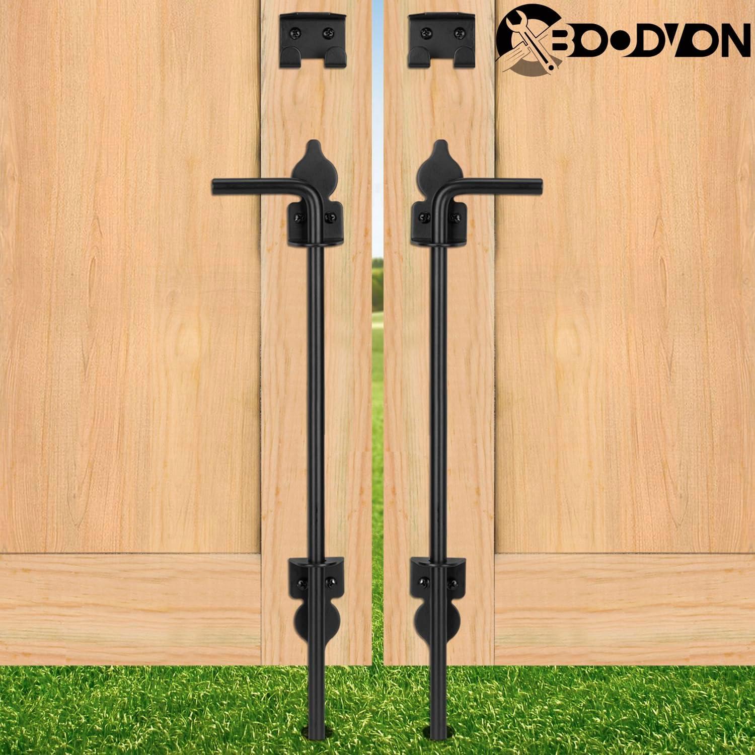 Uxcell 18" Cane Bolt Gate Drop Rod for Wood Fence, Iron Gate Hardware Ground Latch for Wooden Fence and Holding Door