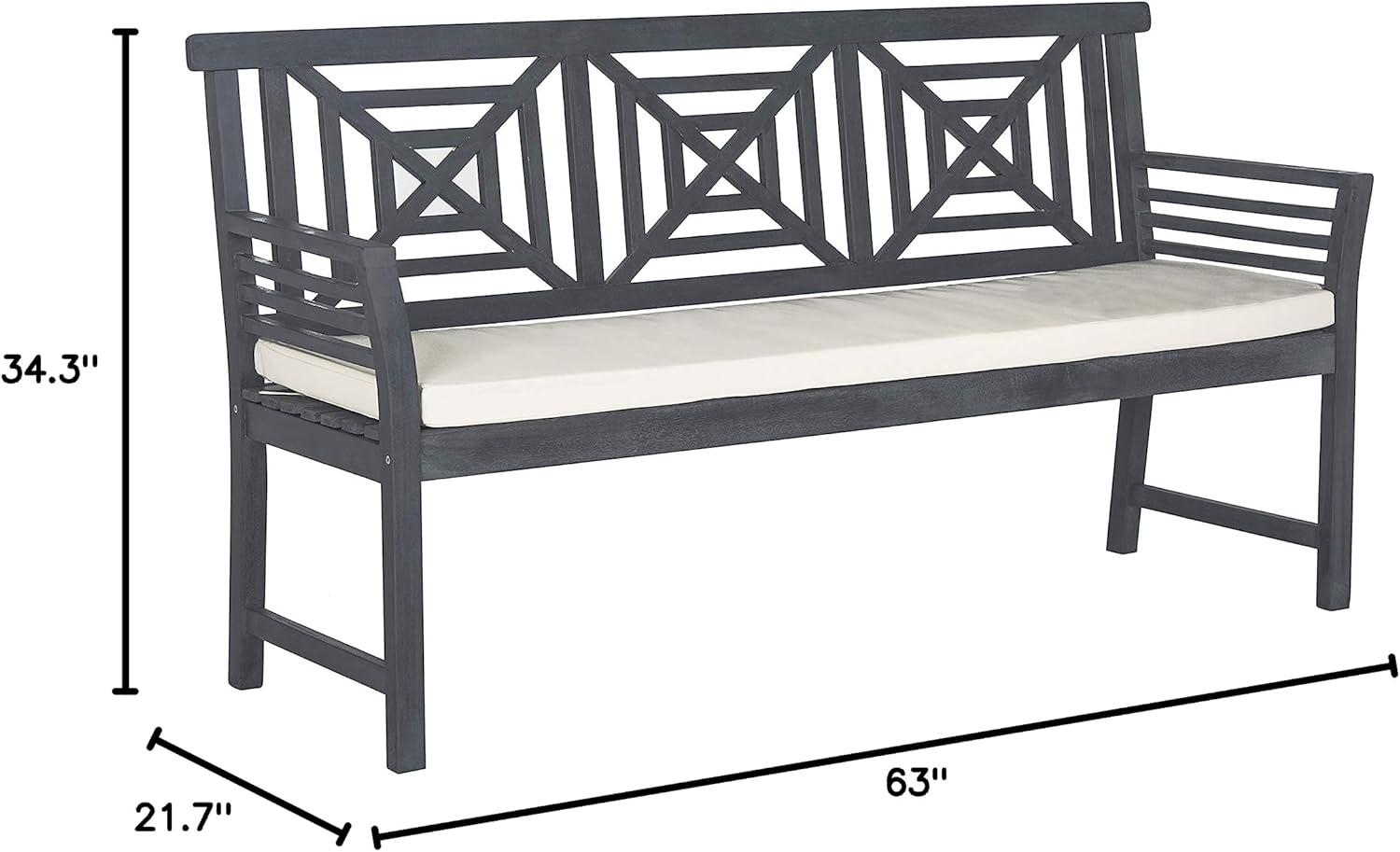 Del Mar Ash Grey 3-Seat Outdoor Bench with Beige Cushion