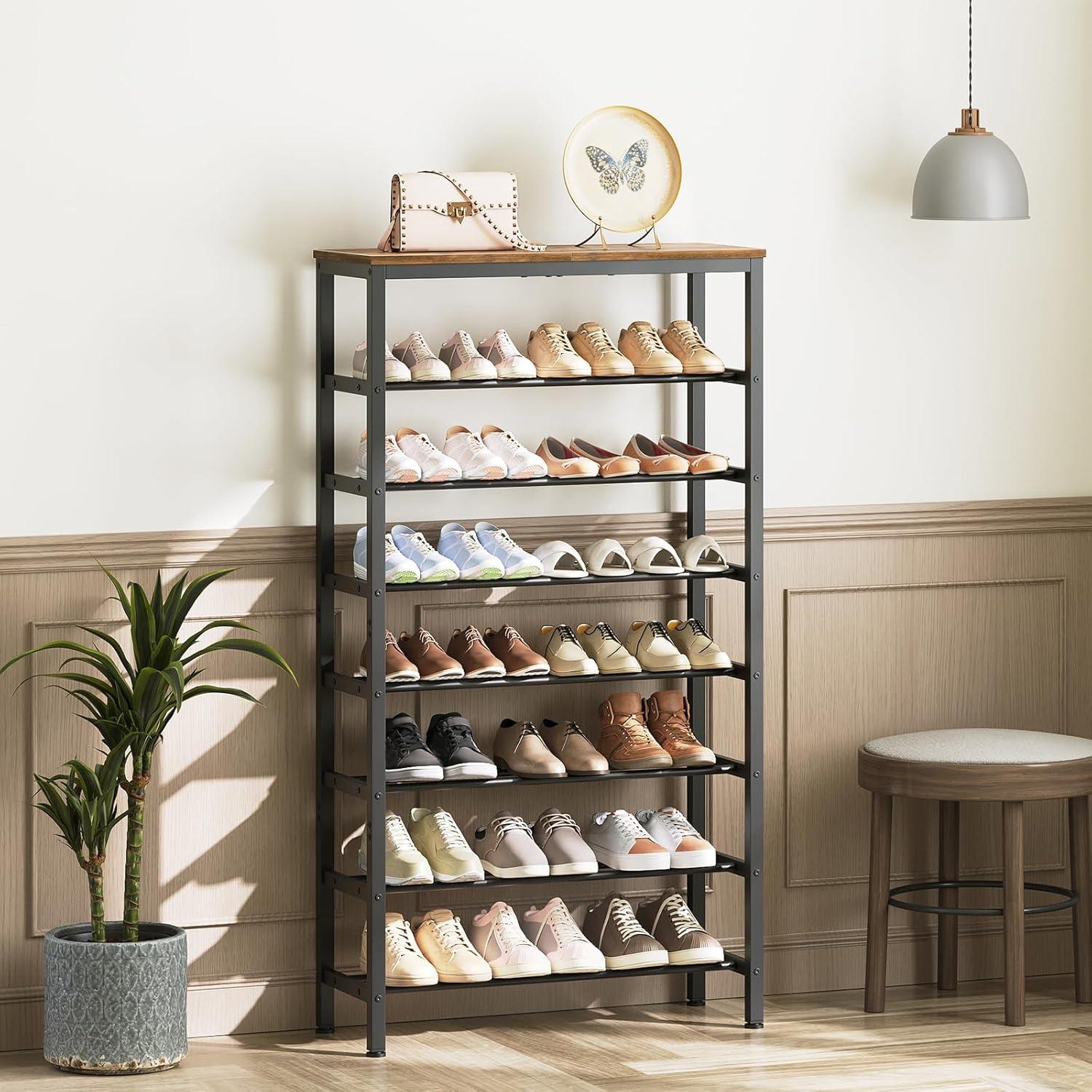 Shoe Rack, 6-Tier Shoe Organizer, for 18-24 Pairs of Shoes, Large Capacity Shoe Storage Shelf, Durable and Stable, for Entryway, Closet, Hallway, Dorm Room, Industrial, Rustic Brown BF67XJ01G1