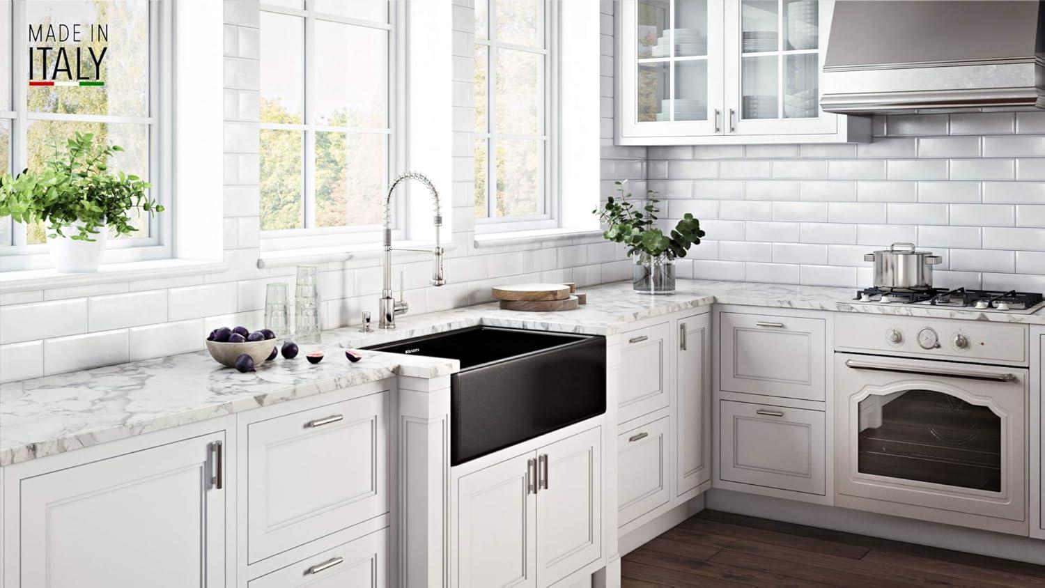 Ruvati 33 inch Fireclay Farmhouse Apron-Front Kitchen Sink Reversible