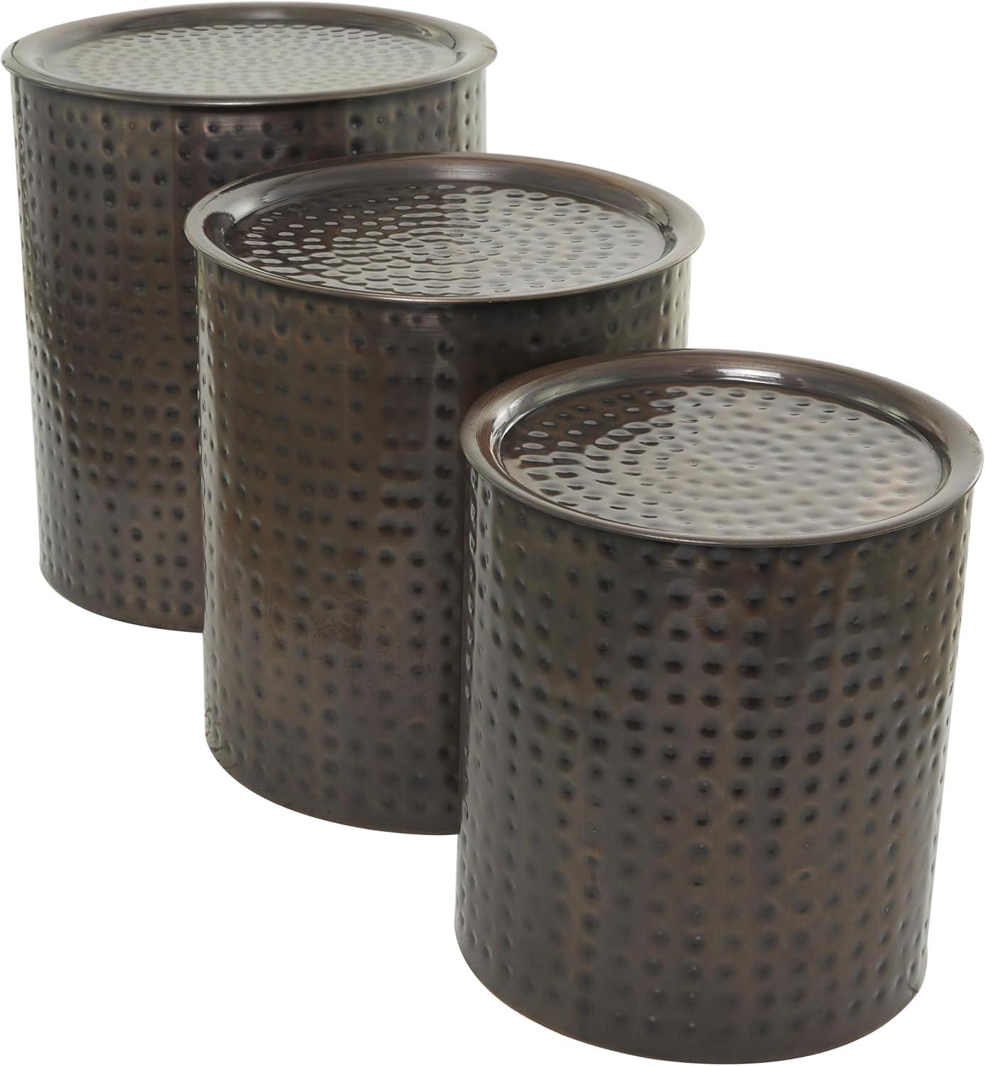 Metal Cylinder Accent Tables (Set of 3) Brown - Olivia & May