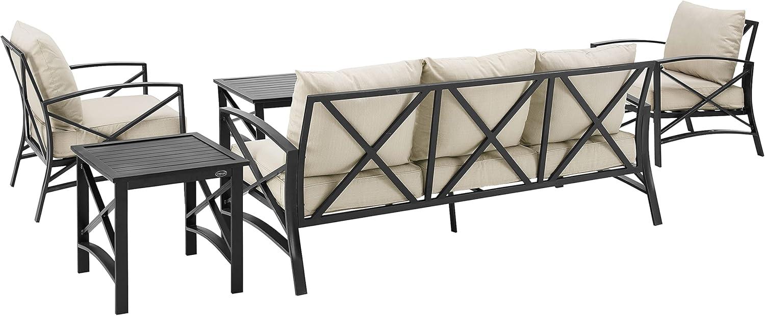 Kaplan 5pc Outdoor Sofa Set - Oatmeal - Crosley: Steel Frame, Transitional Design, Patio Lounge Furniture