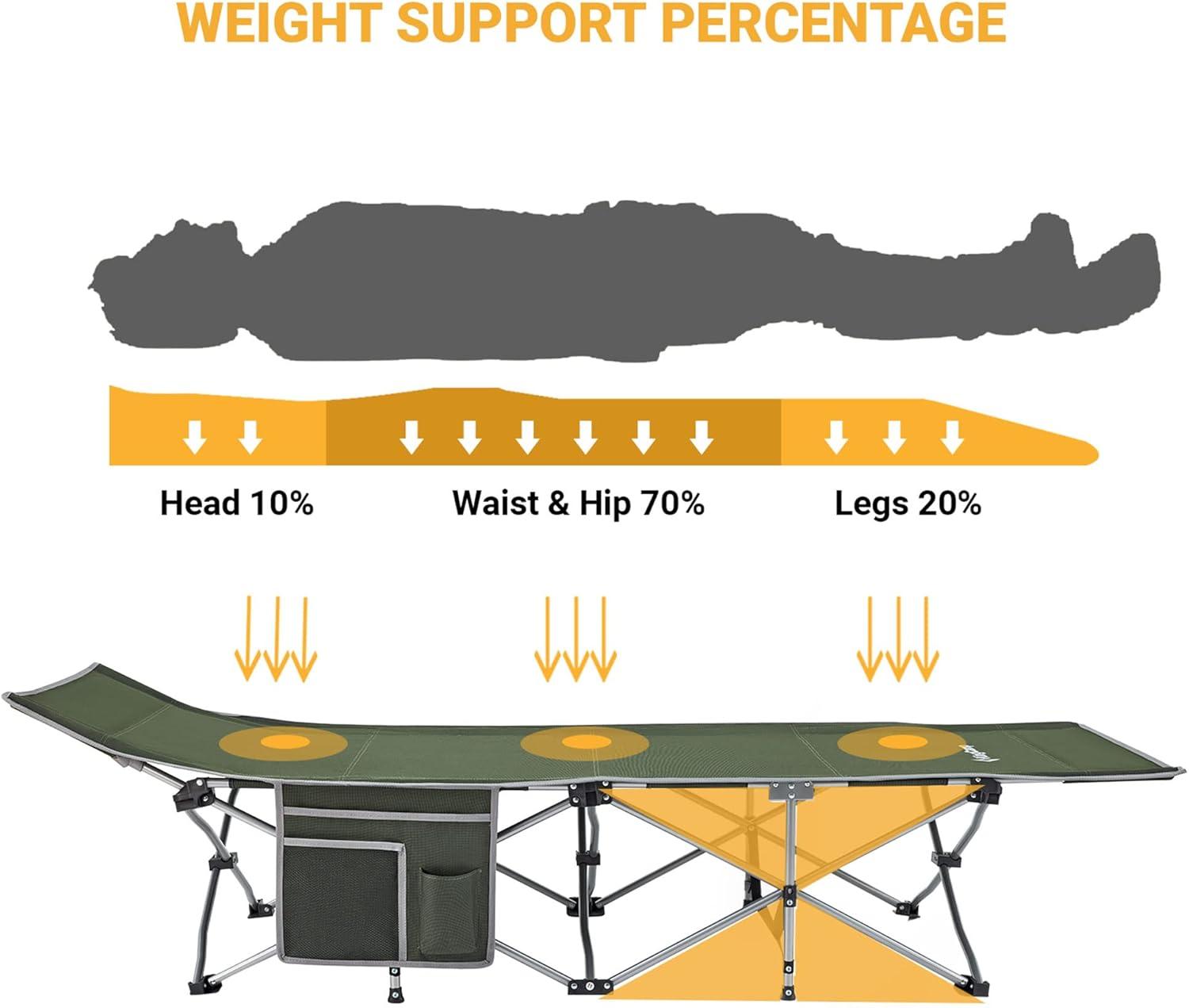 Kingcamp KingCamp Folding Portable Outdoor Camping Cot w/ Multi Layer Side Pocket