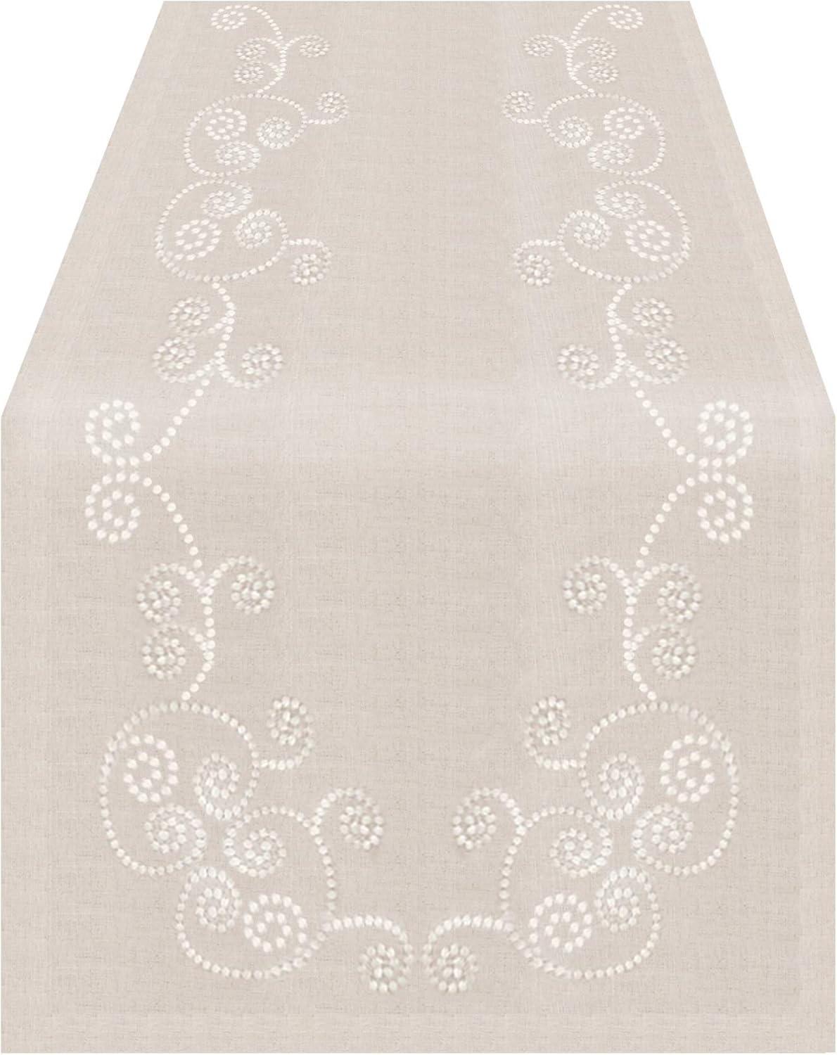 Saro Lifestyle Swirl Embroidered Table Runner