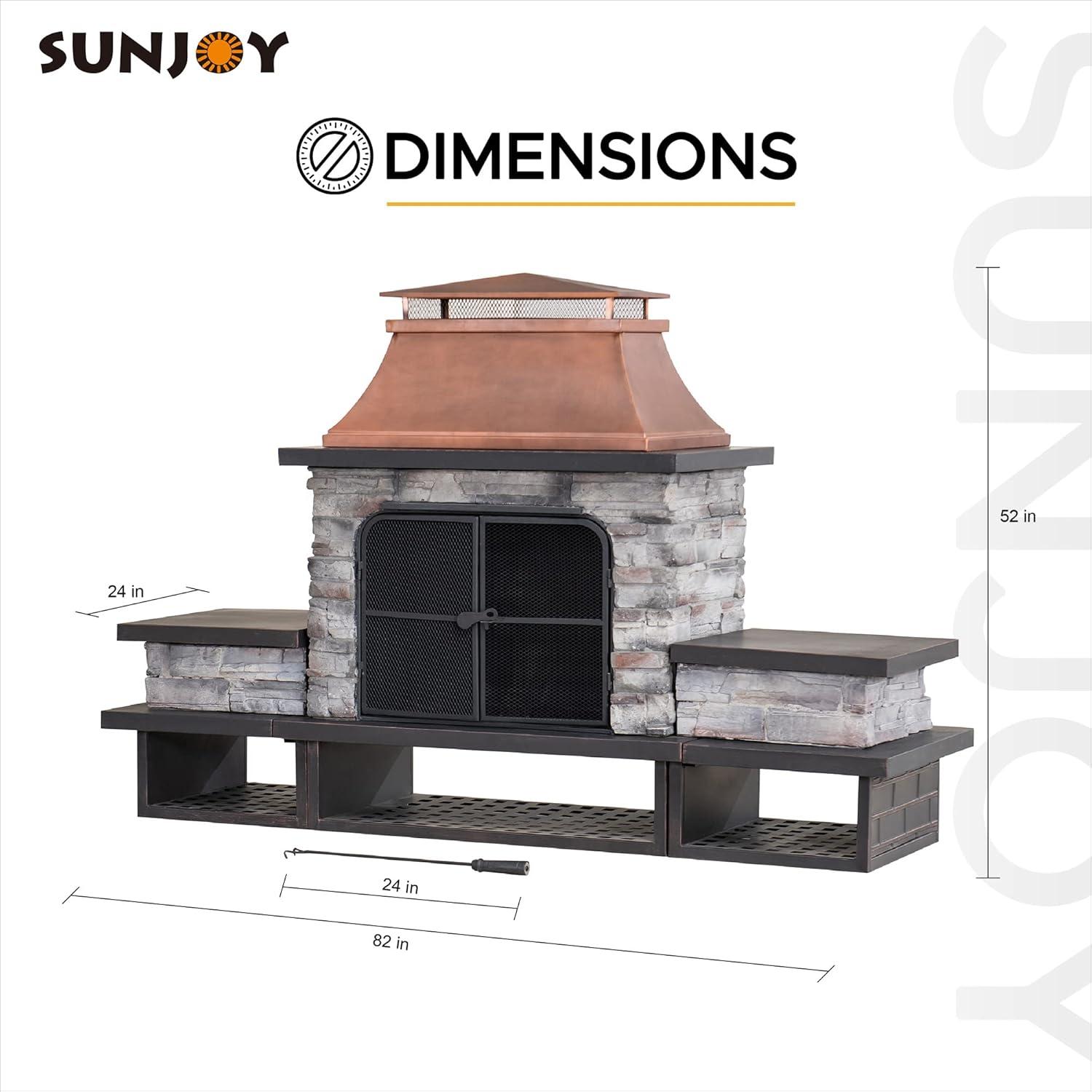 Copper and Stone Outdoor Wood Burning Chimenea