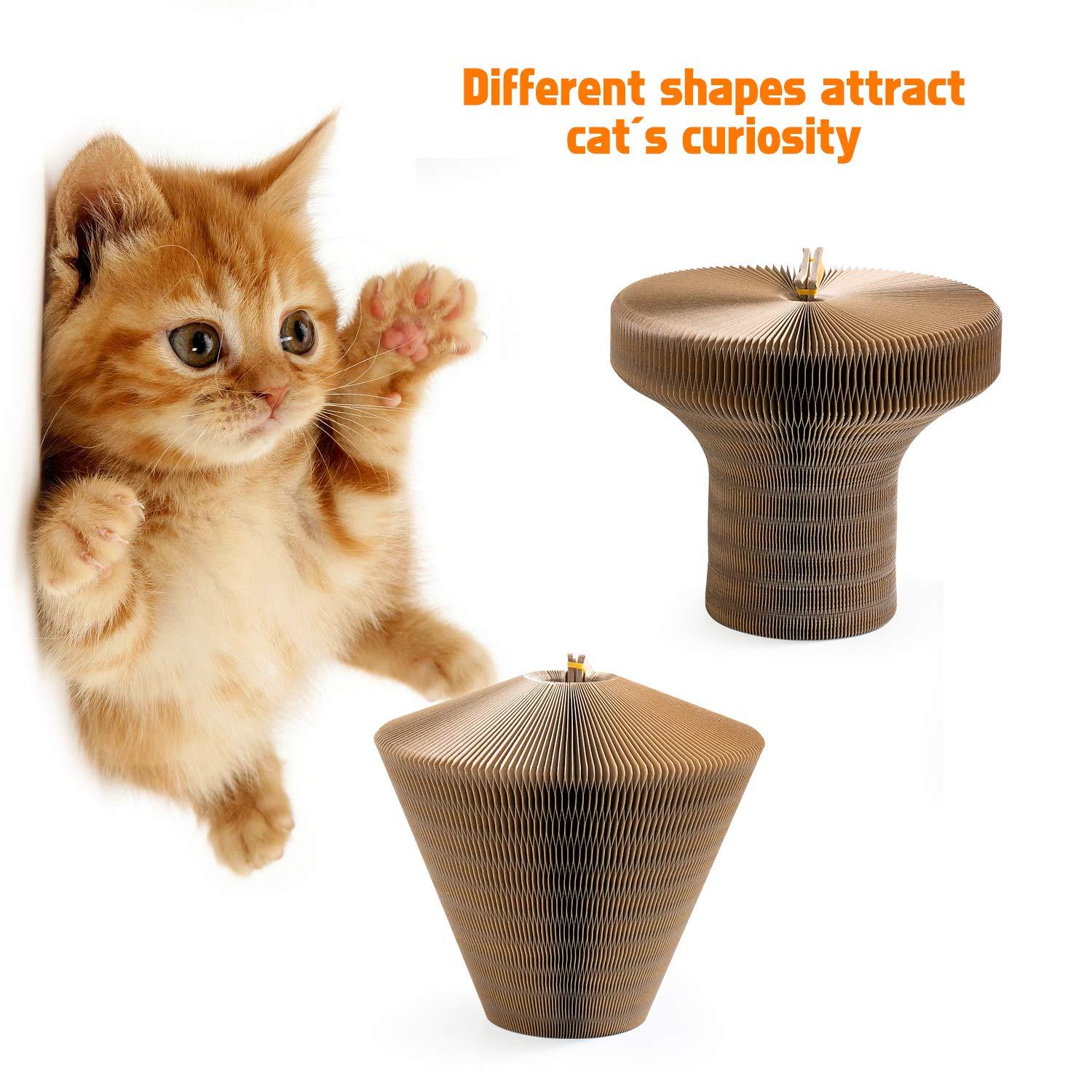 Collapsible Cat Scratcher Lounge Bed, Cardboard Cat Bed, Corrugated Pet Scratcher Pad, Round Shape Cat Scratching Bed Nest for Indoor Big Large Kitty Kitten Cats